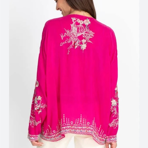 Johnny Was Elias Embroidered Blouse in Rose Violet - Picture 4 of 10